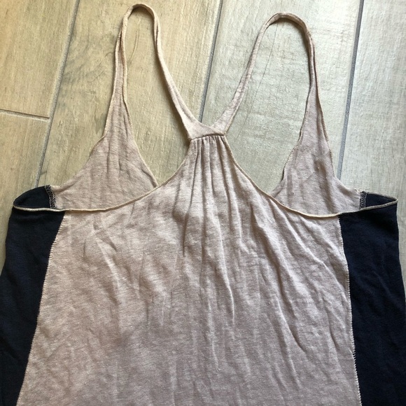 Anthropologie Michael stars side stripe linen tank in cream and blue. Size XS - Picture 7 of 8
